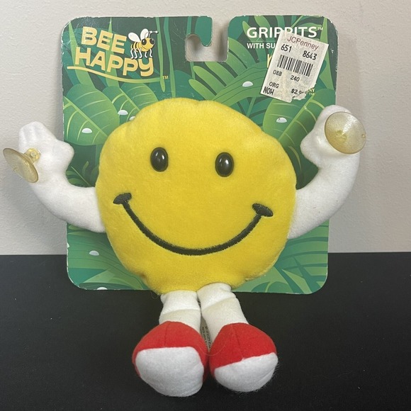 24k Special Effects Other - Vtg 1997 Special Effects 24K Smiley Face Grippits Bee Happy Stuffed Plush NOS